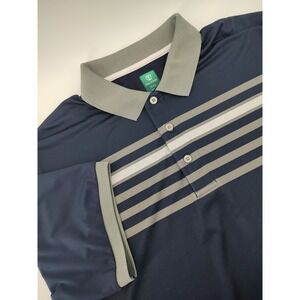 Pro Tour Polo Shirt Mens XXL Navy Blue Excellent Striped Performance Golf Tee